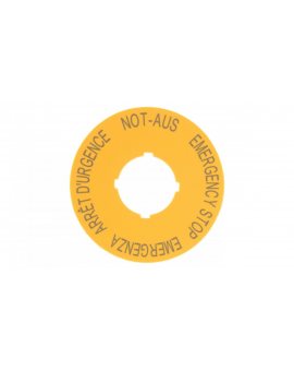 Tabliczka opisowa żółta okrągła fi60 EMERGENCY STOP M22-XBK1 216483