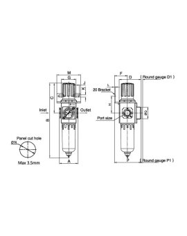 Filtroreduktor G 1/8 GW do 10 bar, regulacja 1, 5-9 bar, 5 mikronów