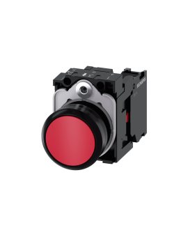 Przycisk kompletny czerwony płaski 22 mm tworzywo z samopowrotem 1NC przyłącze śrubowe SIRIUS ACT 3SU1100-0AB20-1CA0