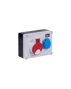 Rozdzielnica budowlana WDD hermetyczna IP54 + 1x gniazdo siłowe 5P (400V 32A) + 1x gniazdo 2P+Z (230V 16A) DOKTORVOLT DV-0140-F