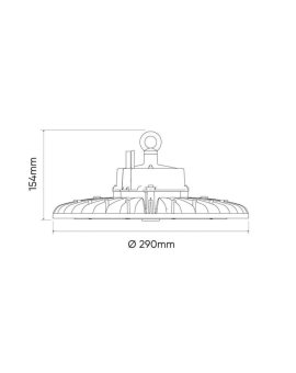 Oprawa przemysłowa LED line High Bay ufo PHANTOM 150W 4000K 190lm/w 28500lm ściemnialny 1-10V 120st. 5 lat gwar.