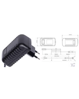 POSB12100A-2555, zasilacz 12V/1A/12W czarny, adapter horyzontalny, gniazdo AC:CEE7/16. wtyk DC:2...