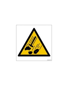 ZNAK - GE001 Prace na wysokości - ostrzeżenie przed spadającymi przedmiotami 10 x 10 cm KN - Folia podłogowa