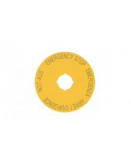Tabliczka opisowa żółta okrągła fi90 EMERGENCY STOP M22-XAK1 216465