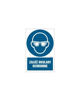 ZNAK - GL051 Załóż okulary ochronne - opakowanie 10 sztuk 5 x 7, 5 cm KS - Folia podłogowa foto.