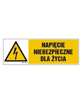 ZNAK - HB002 Napięcie niebezpieczne dla życia 30 x 10 cm FN - Folia samoprzylepna