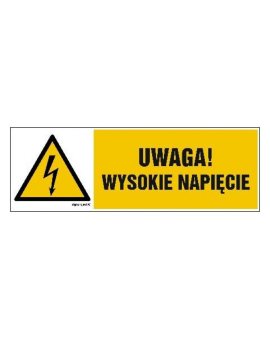 ZNAK - HB016 Uwaga wysokie napięcie 15 x 5 cm FN - Folia samoprzylepna