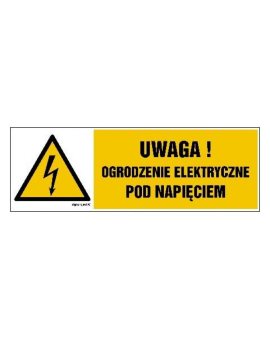 ZNAK - HB019 Uwaga ogrodzenie elektryczne pod napięciem - arkusz 8 naklejek - arkusz 8 naklejek 10 x 3,3 cm FN - Folia samoprzyl