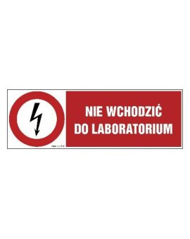 ZNAK - HD011 Nie wchodzić do laboratorium 45 x 15 cm FN - Folia samoprzylepna