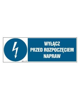 ZNAK - HF018 Wyłącz przed rozpoczęciem napraw - arkusz 8 naklejek - arkusz 8 naklejek 10 x 3,3 cm FN - Folia samoprzylepna