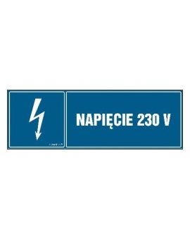 ZNAK - HH008 Napięcie 230V - arkusz 8 naklejek - arkusz 8 naklejek 10 x 3,3 cm FN - Folia samoprzylepna