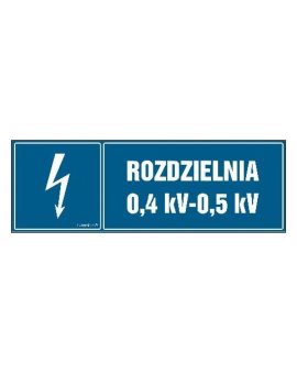 ZNAK - HI007 Rozdzielnia 0.4 kV-0.5 kV - arkusz 8 naklejek - arkusz 8 naklejek 10 x 3,3 cm FN - Folia samoprzylepna