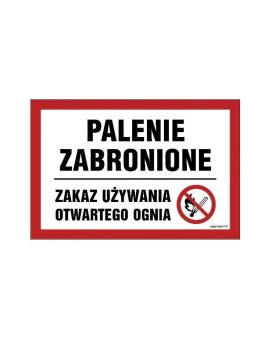 ZNAK - NC010 Palenie zabronione - zakaz używania otwartego ognia 60 x 40 cm PN - Płyta 1mm