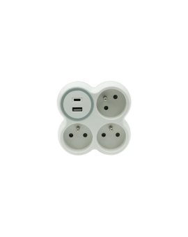 Rozgałęźnik trzykrotny 3x gniazda z/u 1xUSB A 1xUSB C R-31WS/S/B W-72009