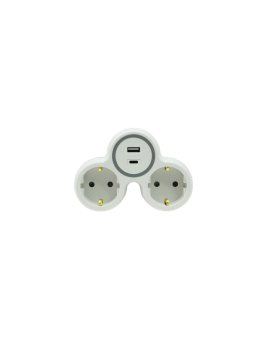 Rozgałęźnik dwukrotny 2x gniazdo wtyczkowe z/u schuko 1xUSB A 1xUSB C R-21WS/S/B W-72010