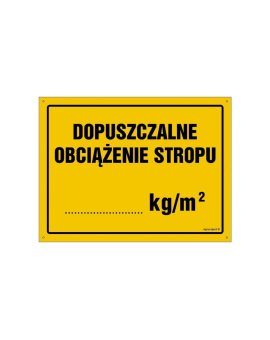 ZNAK - OA056 Dopuszczalne obciążenie stropu 80 x 57 cm FN - Folia samoprzylepna