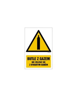 ZNAK - GF029 Butle z gazem - nie zbliżać się z otwartym ogniem 10 x 15 cm FN - Folia samoprzylepna