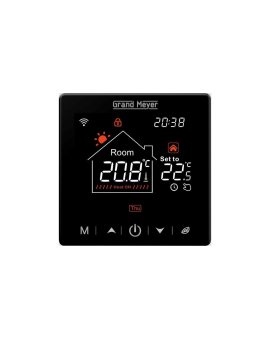 Termostat podłogowy regulator temperatury bezprzewodowy z wyświetlaczem LCD IP20 SN-20 czarny GRAND MEYER