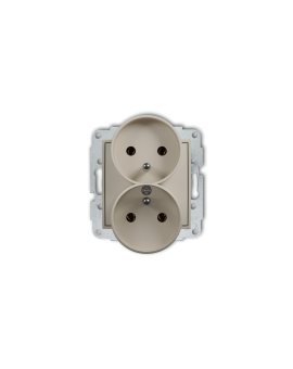 MINI Mechanizm gniazda podwójnego do ramki z uziemieniem 2x(2P+Z) (bez przesłon torów prądowych) taupe 60MGPR-2z