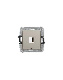 MINI Mechanizm ładowarki USB pojedynczej USB A, 10W max., 5V, 2A, bez pola opisowego taupe 60MCUSBBO-3