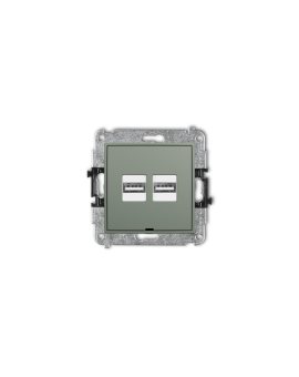 MINI Mechanizm ładowarki USB podwójnej 2xUSB A, 15, 5W max., 5V, 3.1A, bez pola opisowego szałwiowy 61MCUSBBO-6
