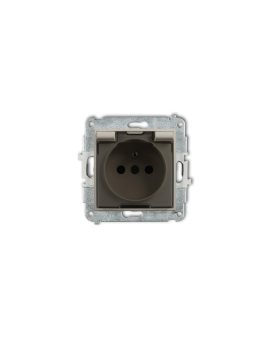 MINI Mechanizm gniazda bryzgoszczelnego z uziemieniem 2P+Z (klapka dymna, przesłony torów prądowych) taupe 60MGPB-1zdp