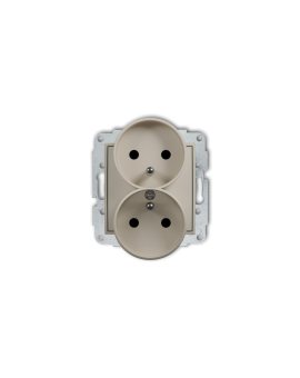 MINI Mechanizm gniazda podwójnego do ramki z uziemieniem 2x(2P+Z) (przesłony torów prądowych) taupe 60MGPR-2zp