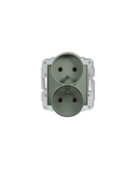 MINI Mechanizm gniazda podwójnego do ramki z uziemieniem 2x(2P+Z) (bez przesłon torów prądowych) szałwiowy 61MGPR-2z