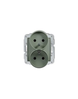 MINI Mechanizm gniazda podwójnego do ramki z uziemieniem 2x(2P+Z) (przesłony torów prądowych) szałwiowy 61MGPR-2zp
