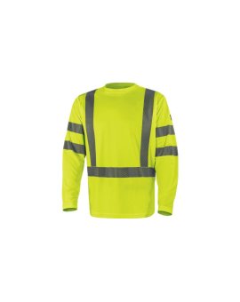 T-shirt ostrzegawczy z długimi rękawami z poliestru, kl. 3, kolor Żółty Fluo, rozmiar: M, COSMOJATM