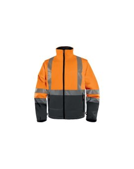Kurtka ostrzegawcza Softshell z poliestru Stretch, kl.2, kolor ​Pomarańczowy fluo-szary, rozmiar: XL, FASTORXG