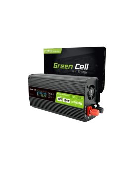 PRZETWORNICA NAPIĘCIA Green Cell PowerInverter LCD 12V -igt/br 230V 500W/1000W CZYSTA SINUSOIDA