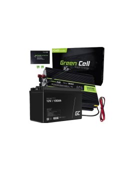 ZESTAW PRZETWORNICA Green Cell 12V-igt/br230V 300W/600W CZYSTY SINUS + AKUMULATOR AGM GreenCell 12V 100Ah