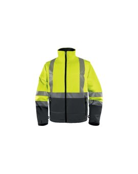 Kurtka ostrzegawcza Softshell z poliestru Stretch, 3 warstwy laminowane, kl.2, kolor Żółty Fluo-Szary, rozmiar: M, FASTJATM