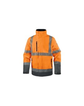 Kurtka ostrzegawcza, wodoodporna i oddychająca z poliestru RIPSTOP Stretch, Pomarańczowy Fluo-Szary, rozmiar: 3XL, TRACKOR3X