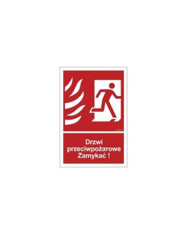 ZNAK - BB014 Drzwi przeciwpożarowe Zamykać! Kierunek drogi ewakuacyjnej w prawo 40 x 59, 4 cm KN - Folia podłogowa