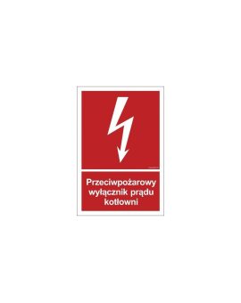 ZNAK - BB024 Przeciwpożarowy wyłącznik prądu kotłowni 15 x 22, 2 cm TS - Płyta TD foto.