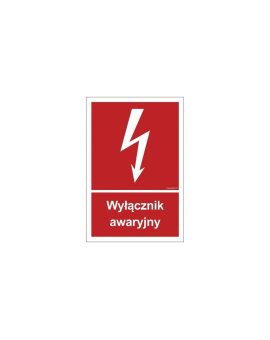 ZNAK - BC034 Wyłacznik awaryjny - arkusz 9 naklejek 5 x 7, 4 cm FN - Folia samoprzylepna