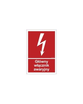 ZNAK - BC035 Główny włącznik awaryjny 10 x 14,8 cm PN - Płyta 1mm