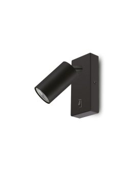 Kinkiet / lampa ścienna Maclean, punktowa, okrągła, GU10, z włącznikiem, 55x100mm, kolor czarny, MCE369 B