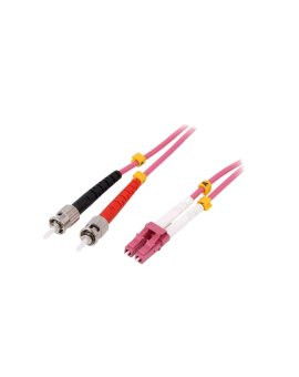 FP4LT03 Patch cord światłowodowy OM4 LC/UPC,ST/UPC 3m LSZH różowy