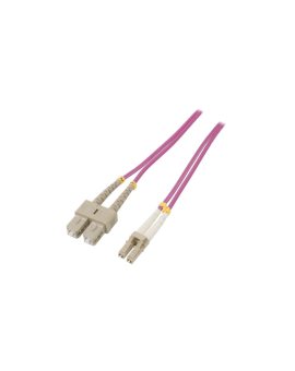 QOLTEC-54349 Patch cord światłowodowy OM4 LC/UPC,SC/UPC 2m LSZH różowy