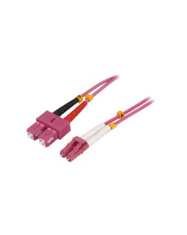 FP4LS00 Patch cord światłowodowy OM4 LC/UPC, SC/UPC 0, 5m LSZH różowy