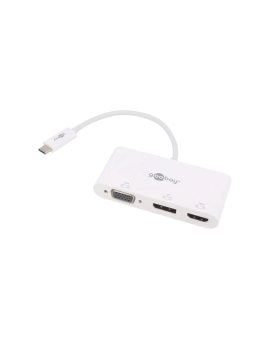 USB.C-ADAP-16 Adapter DisplayPort 1.2, HDMI 1.4, USB 3.0 0,15m biały biały