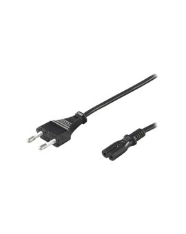 CABLE-704-3.0BK Kabel 2x0,75mm2 CEE 7/16 (C) wtyk, IEC C7 żeński PVC 3m 2,5A