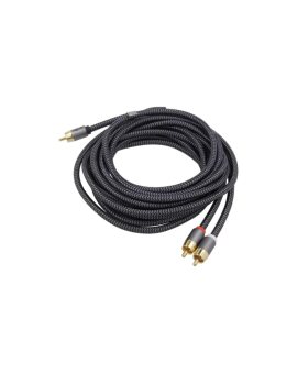 GOOBAY-PLUS-65302 Kabel RCA wtyk, RCA wtyk x2 5m Pokrycie: złocony czarno-szary