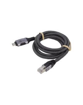 GOOBAY-70696 Kabel USB 3.1 RJ45 wtyk, USB C wtyk niklowany 1m czarno-szary