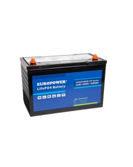 EUROPOWER Akumulator 12, 8V - 100Ah LiFePO4, litowo - żelazowo - fosforanowy z BMS, praca cykliczna i buforowa, 5 lat gwarancji.