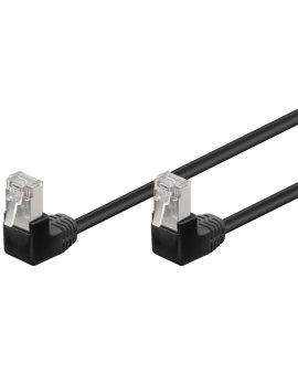 CAT 5e Kabel łączący 2x 90 pod kątem,F/UTP, Czarny - Długość kabla 0.25 m