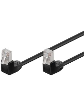 CAT 5e Kabel łączący 2x 90 pod kątem, F/UTP, Czarny - Długość kabla 2 m